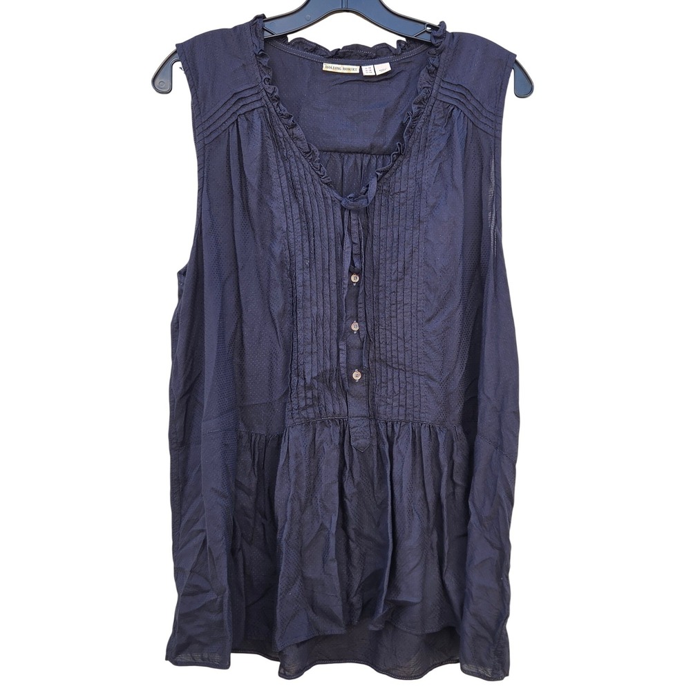 Holding Horses Anthropologie Black Romantic Boho Pintuck Ruffle Blouse Poet 14